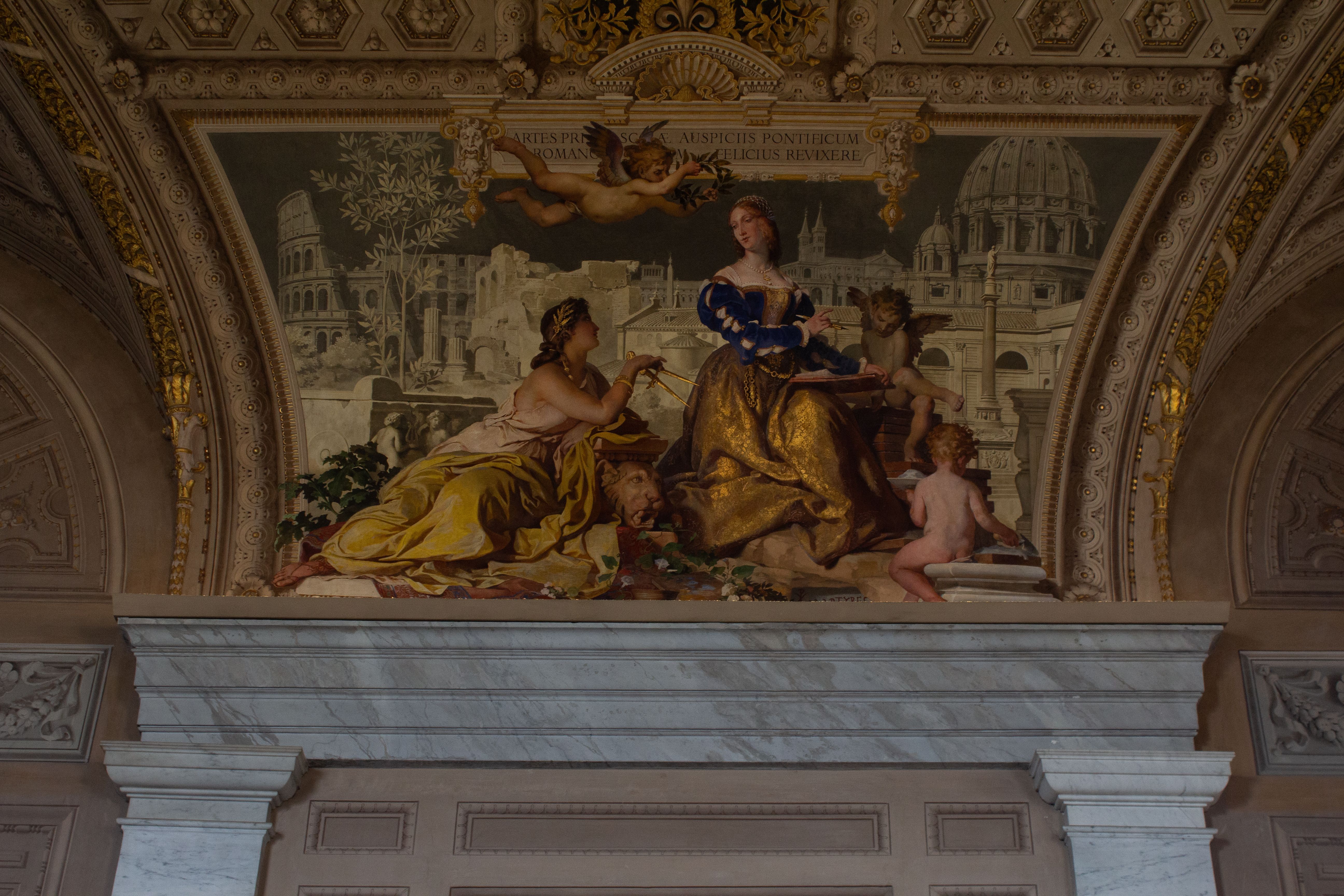 Intricate Renaissance Mural with Classical Figures · Free Stock Photo