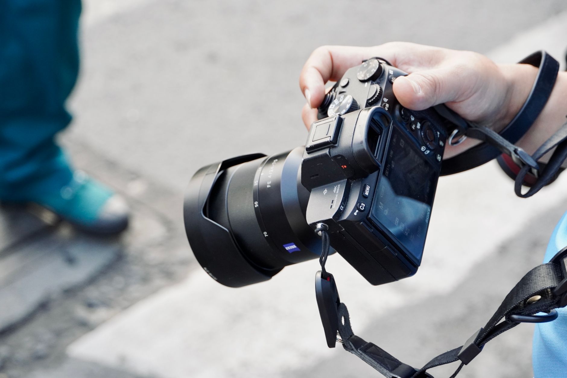 Street photography from the perspective of a pedestrian in an urban setting