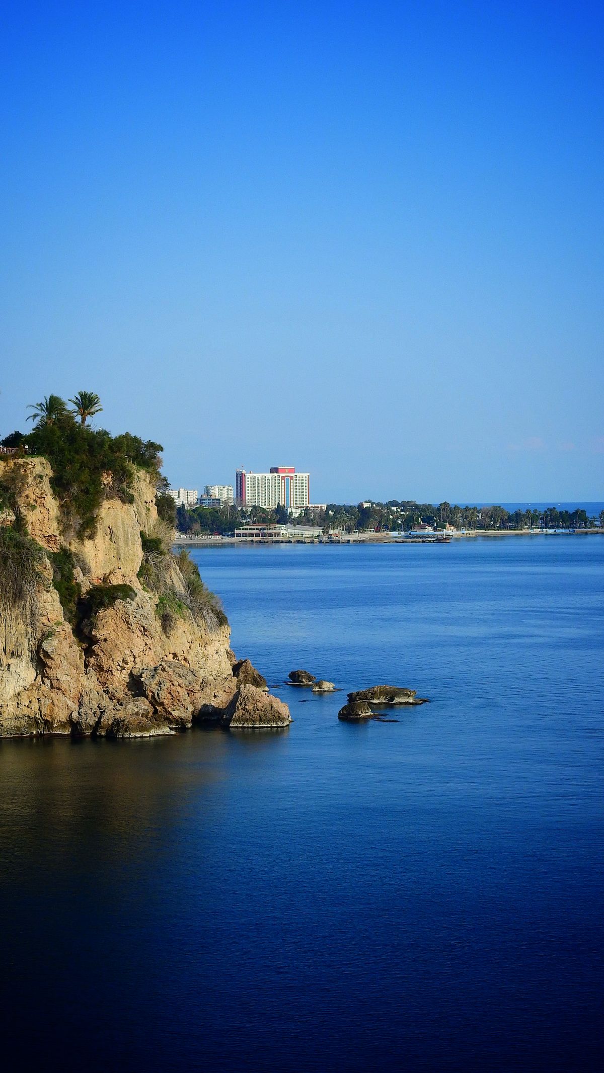 Antalya cliffs beside the blue Mediterranean Sea