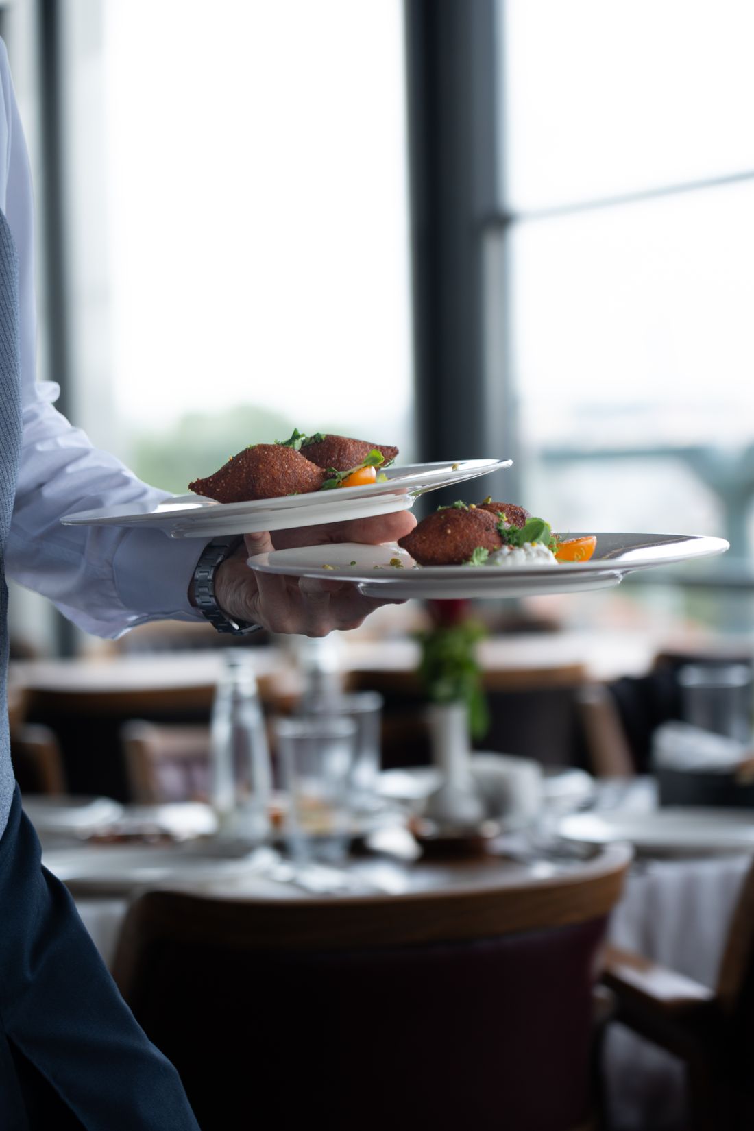 A happy guest finishing a great meal at a restaurant