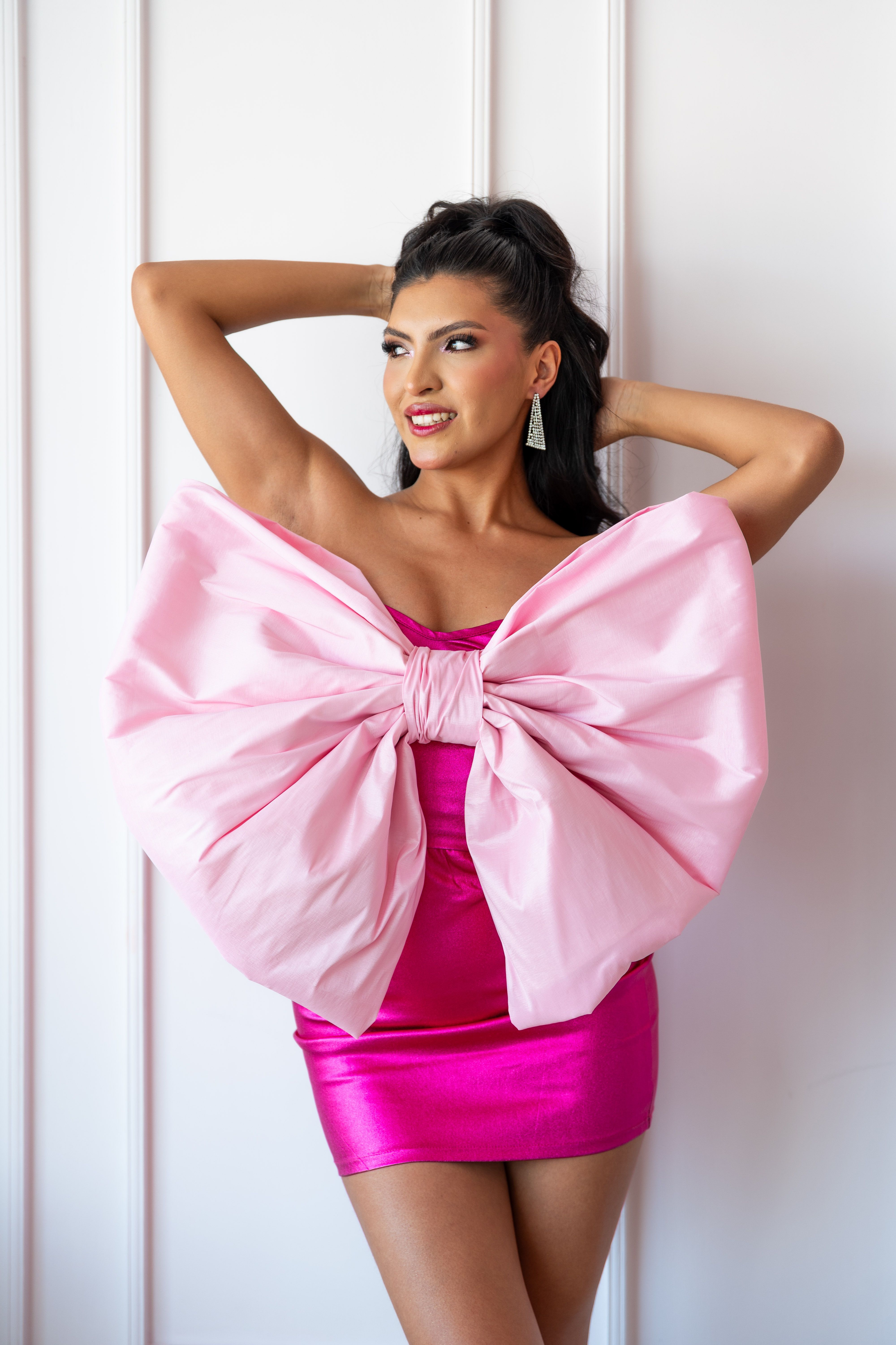 strapless open back dress Plus Size Flora Bow Back Mini Dress