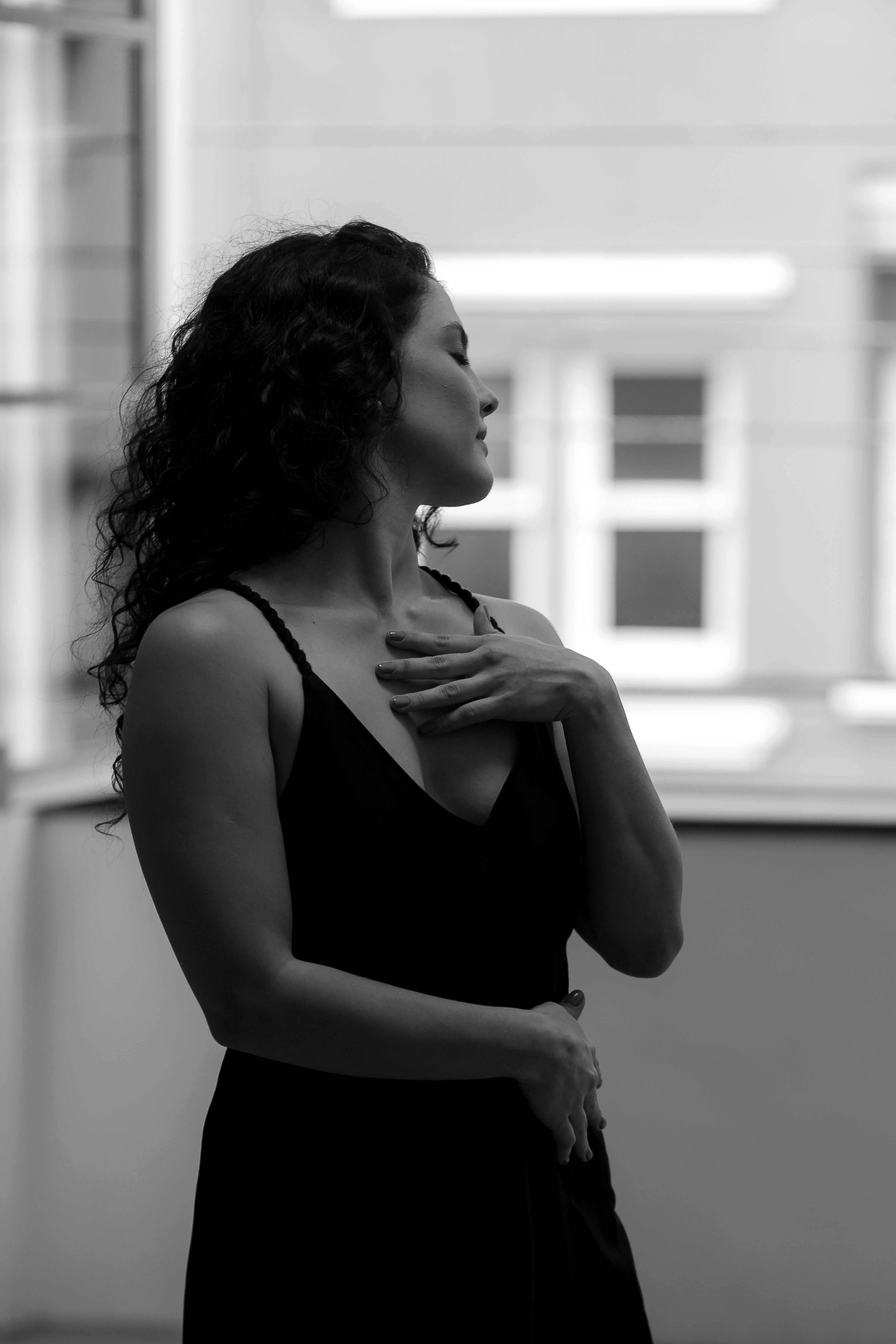 Black and White Portrait of Woman in Dress · Free Stock Photo