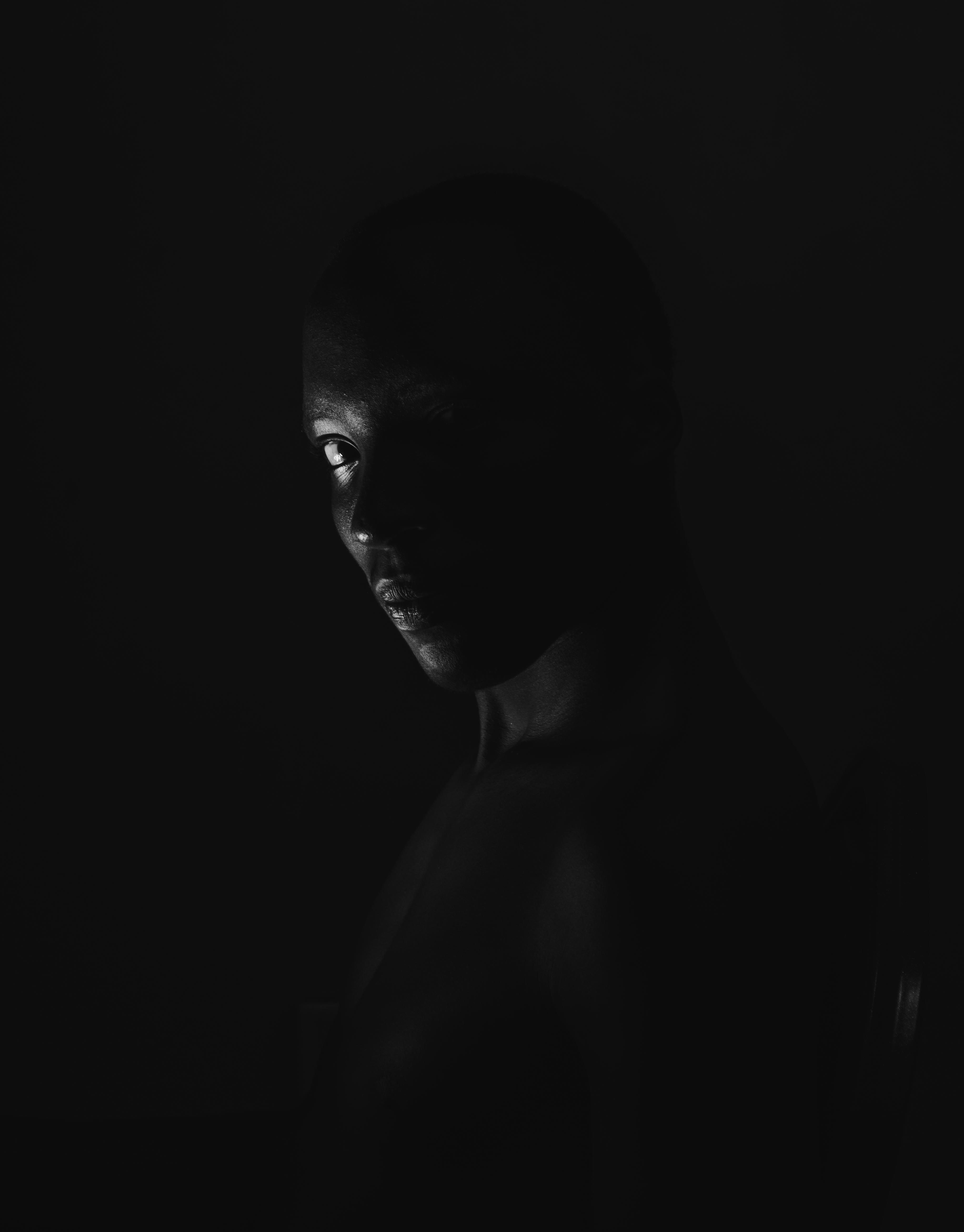 Moody Black and White Portrait of a Woman · Free Stock Photo
