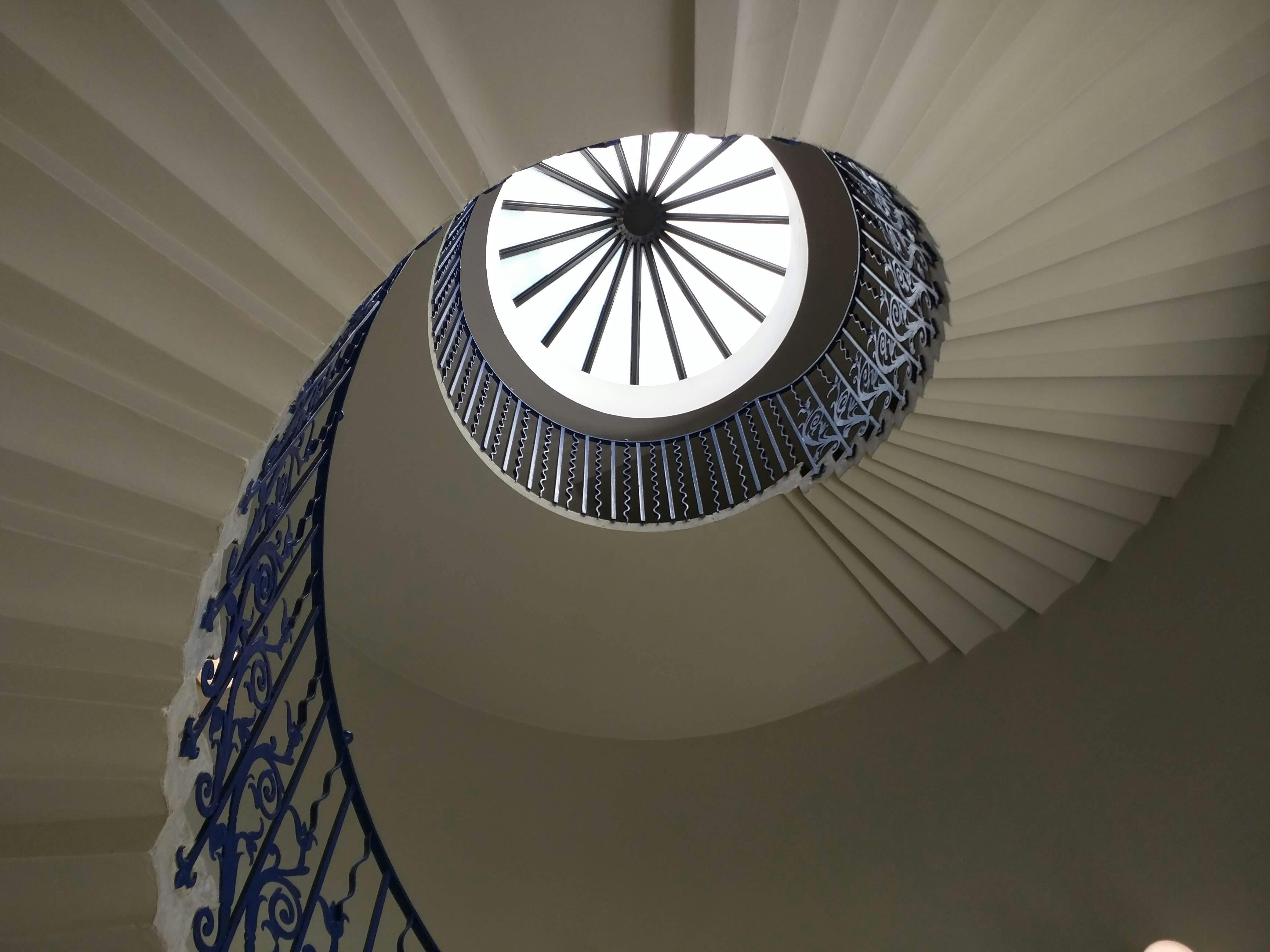 Spiral Staircase with Ornate Blue Railing at Tulip Stairs · Free Stock ...