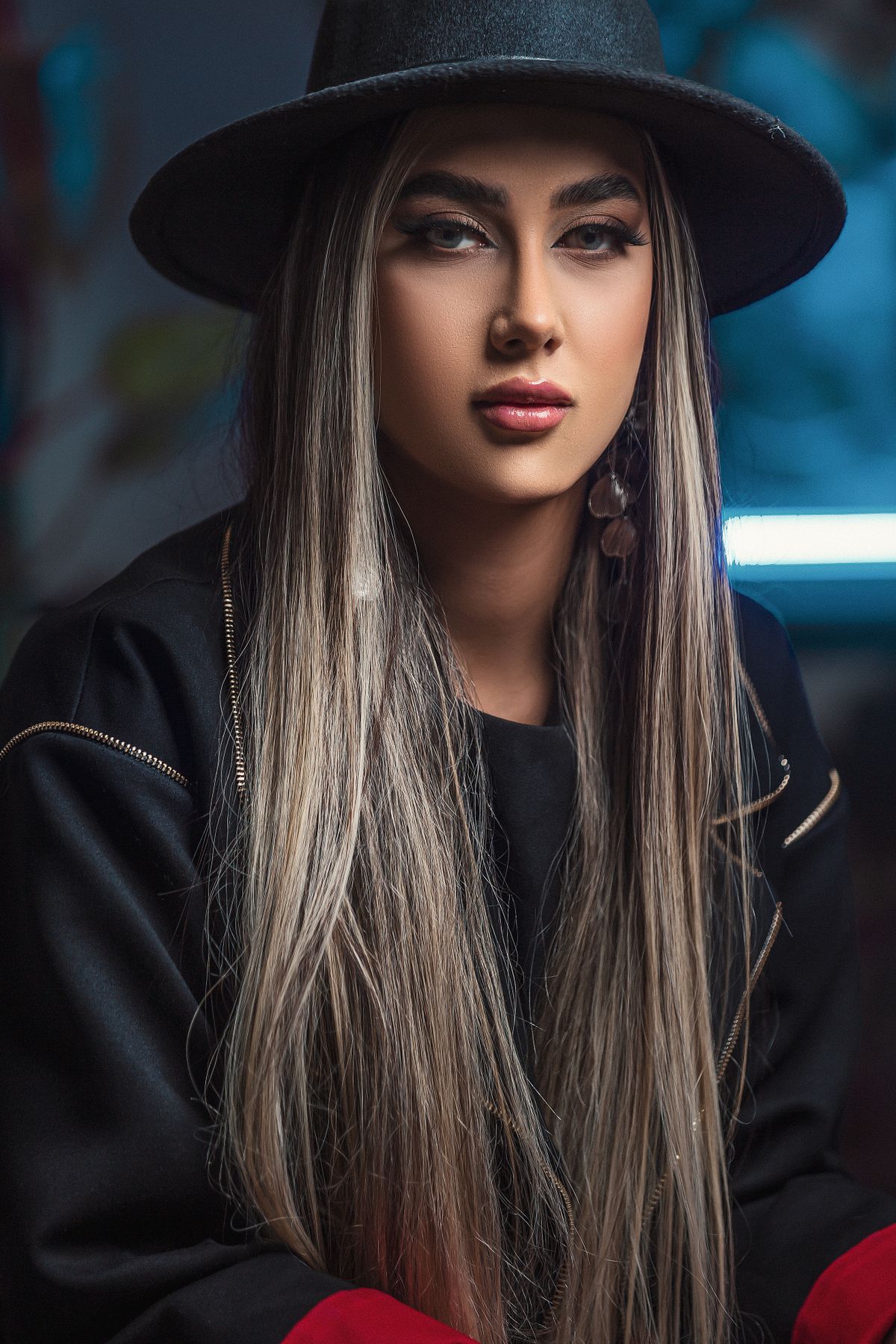 Long straight ombre-highlighted hair