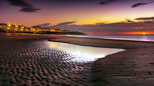 Free Seashore Sunset Scenery Stock Photo