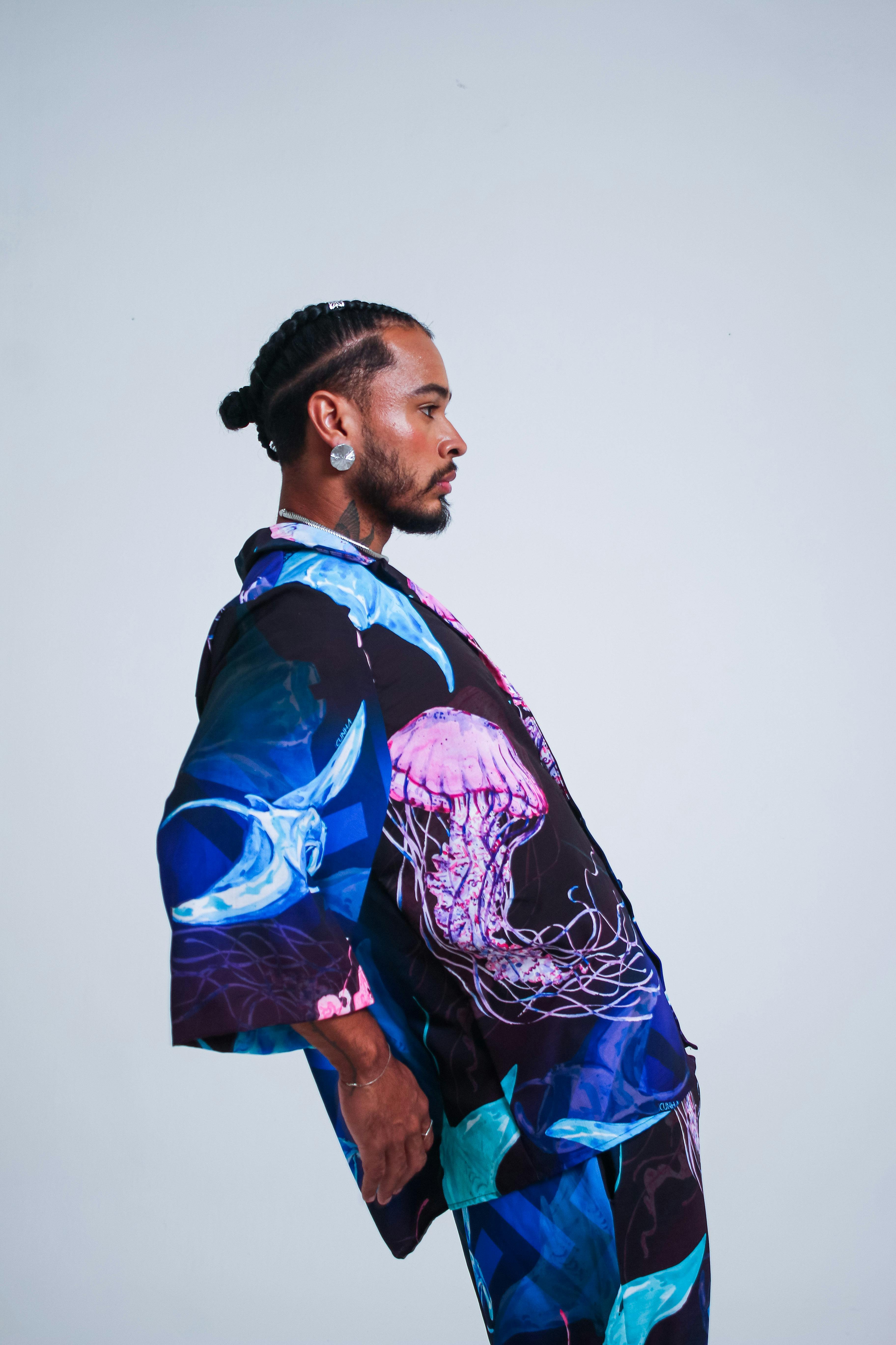 stylish portrait of man in vibrant attire