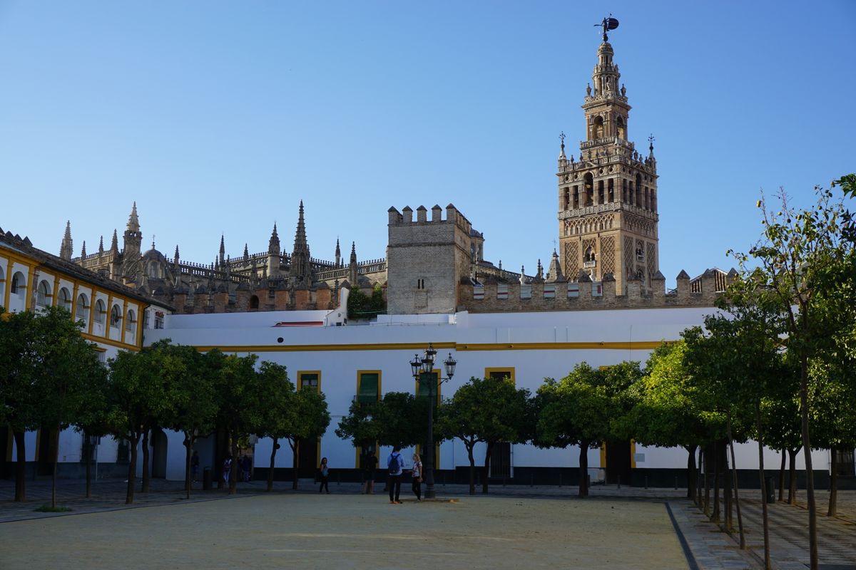 The Giralda tower and Seville cathedral in sunlight