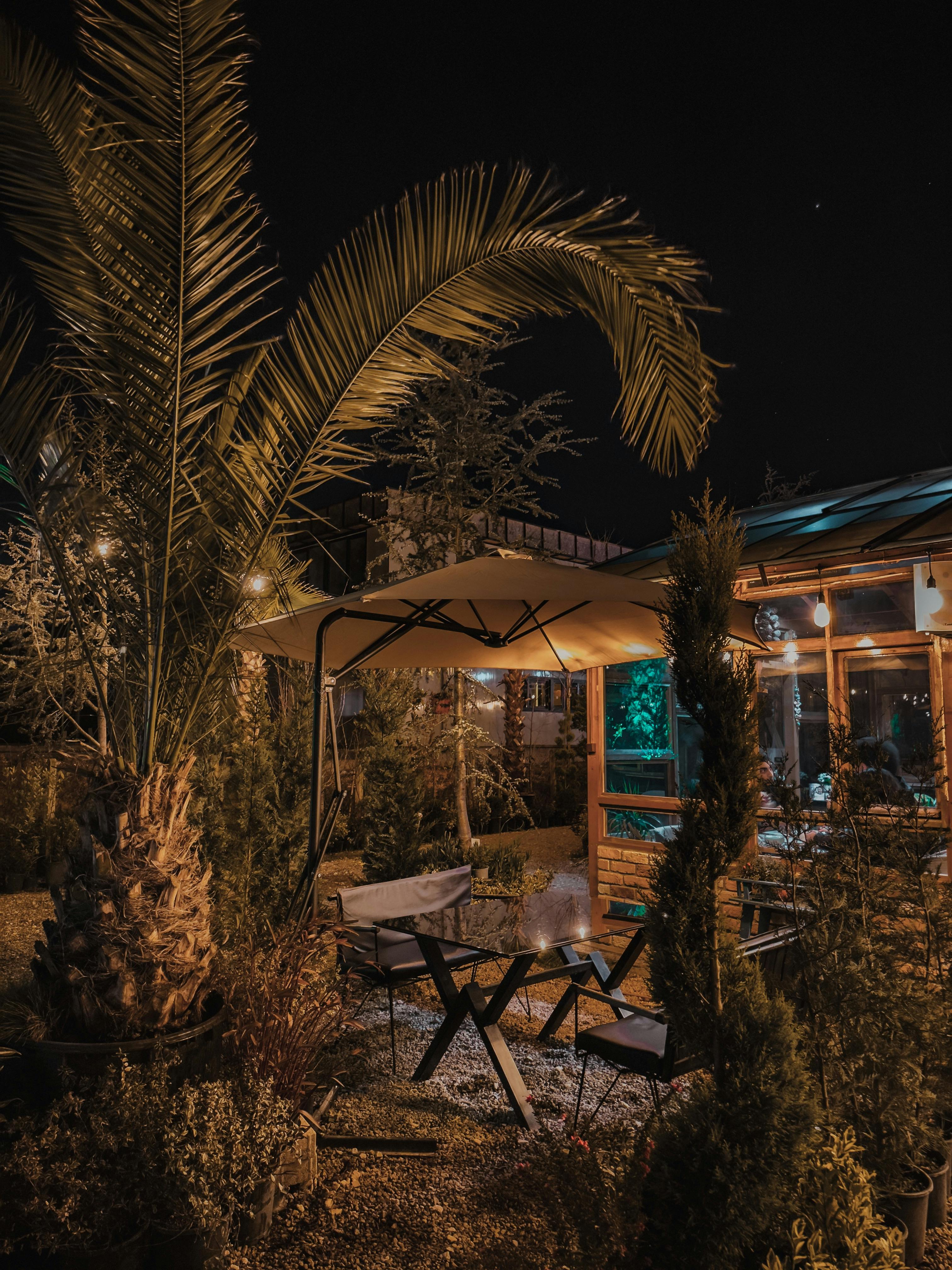 Image Name Backyard patio with subtle LED outdoor lighting