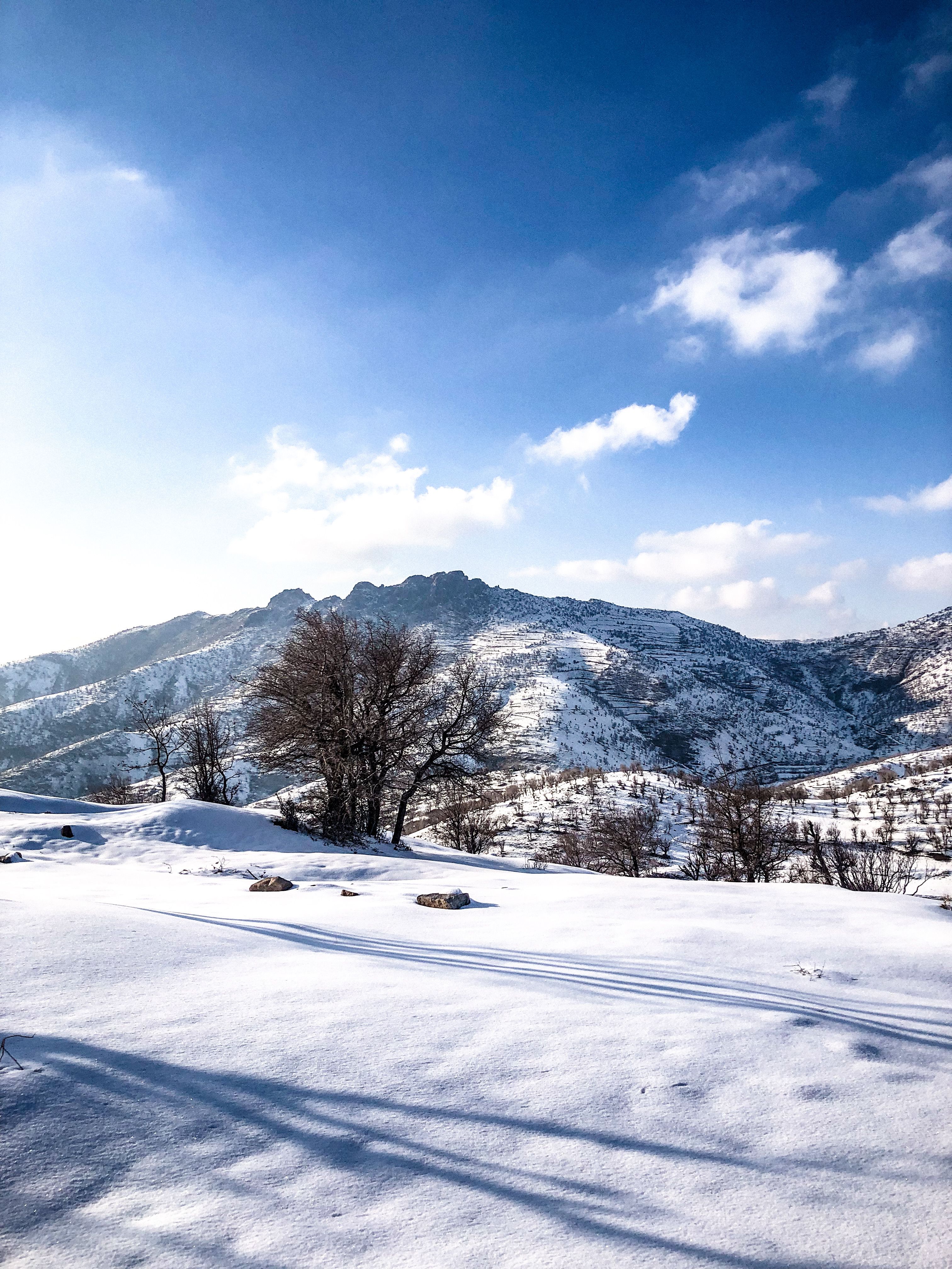 Snow-covered Mountains under a Clear Blue Sky · Free Stock Photo