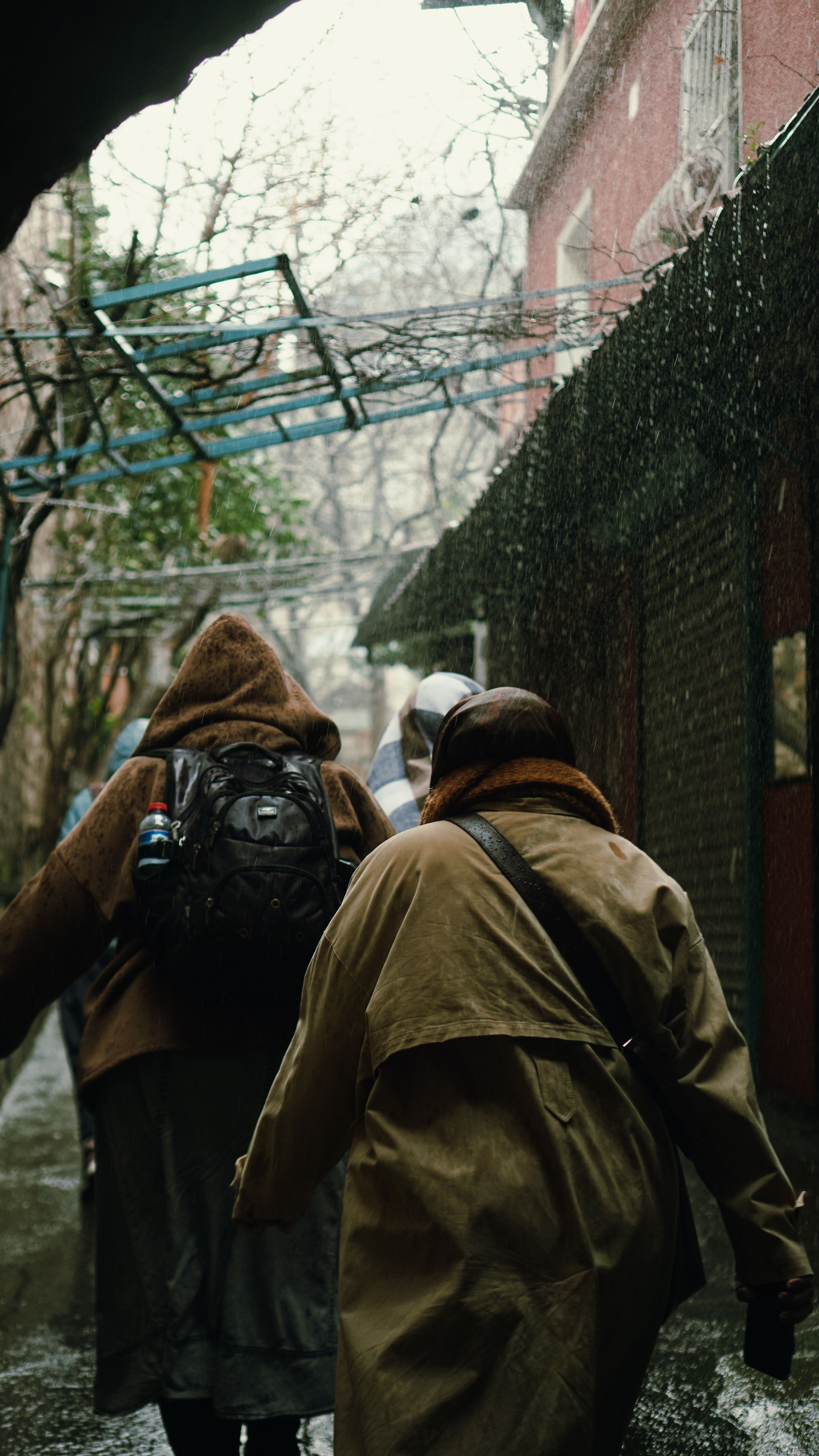 Urban Walk in the Rain Under a Canopy · Free Stock Photo