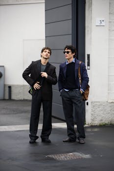 Stylishly dressed men in Milano, highlighting urban fashion trends.