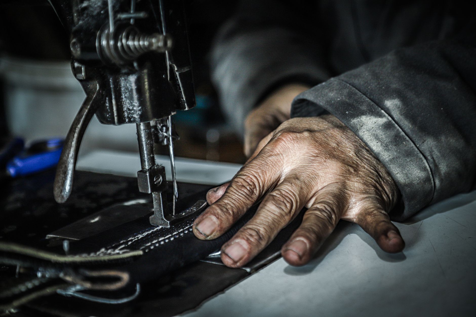 Stitching detail on production line