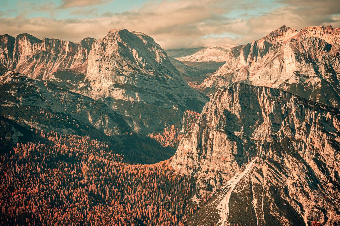 Aerial View of Majestic Mountain Range in Autumn · Free Stock Photo