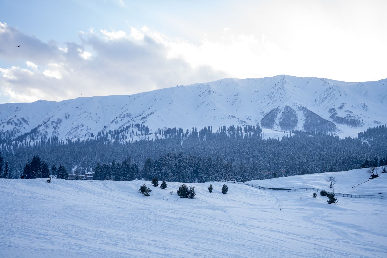 Snowy mountain view in Gulmarg, Kashmir