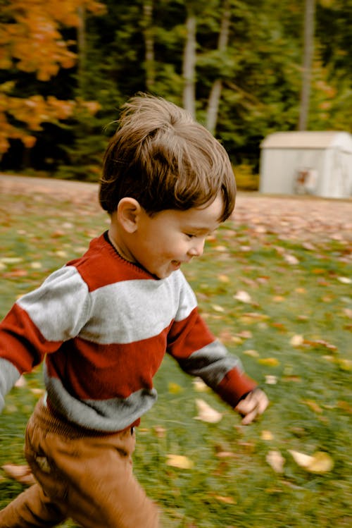Free Photo Of Toddler Running On Grass Stock Photo