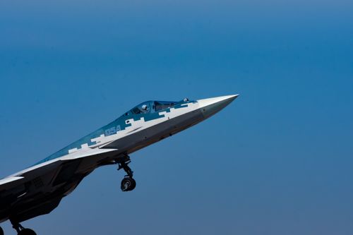 Free A powerful fighter jet takes off during an airshow in Bengaluru, India. Stock Photo
