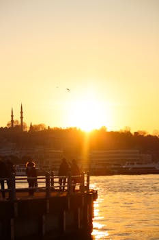 A mesmerizing sunset over Istanbul, capturing silhouettes and scenic views.
