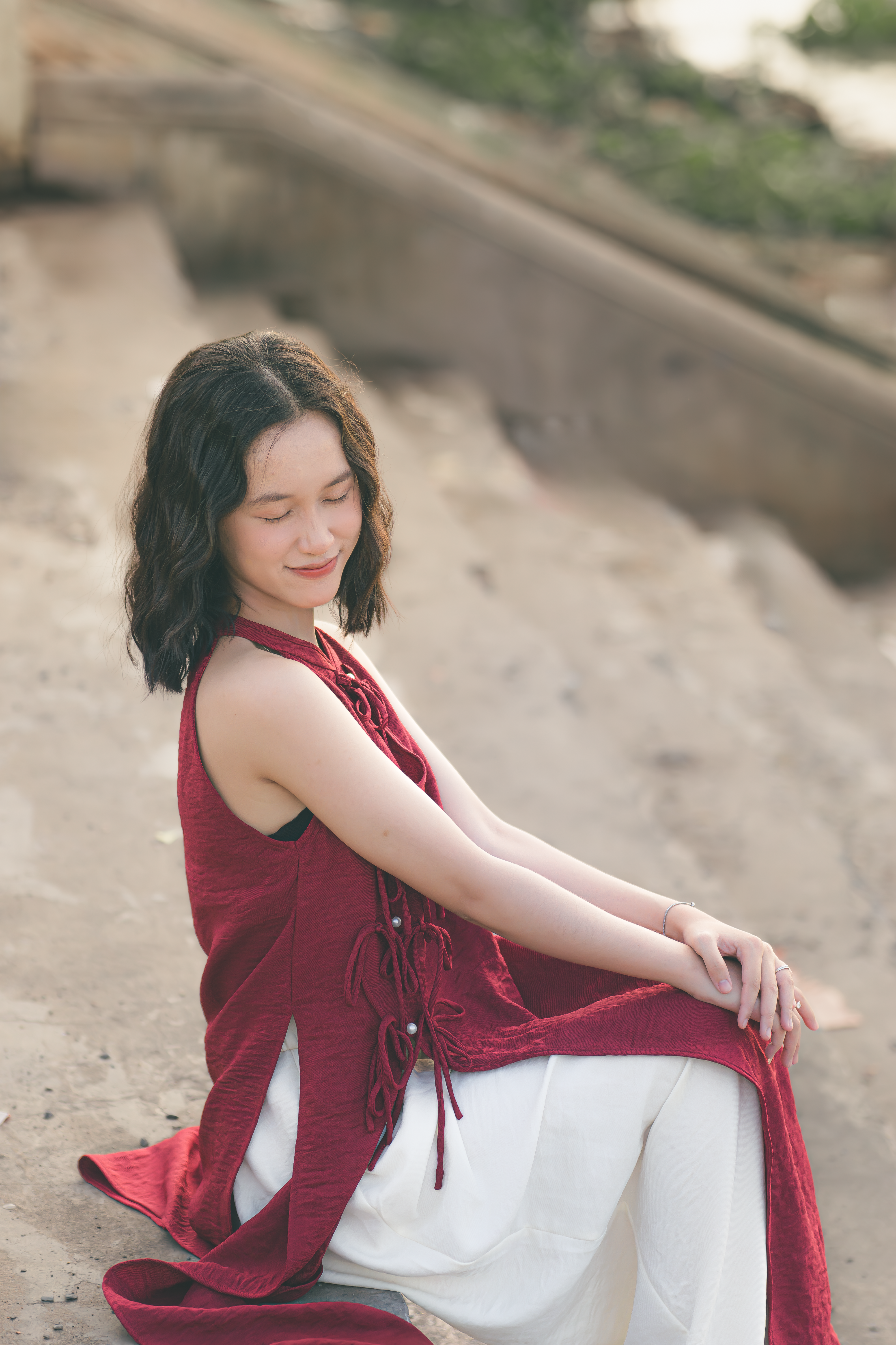 Young Woman in Red Dress Outdoors · Free Stock Photo