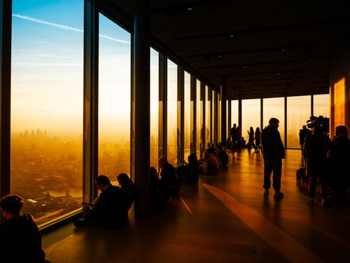 Free Stunning view of London skyline during golden hour from The Shard, England. Stock Photo