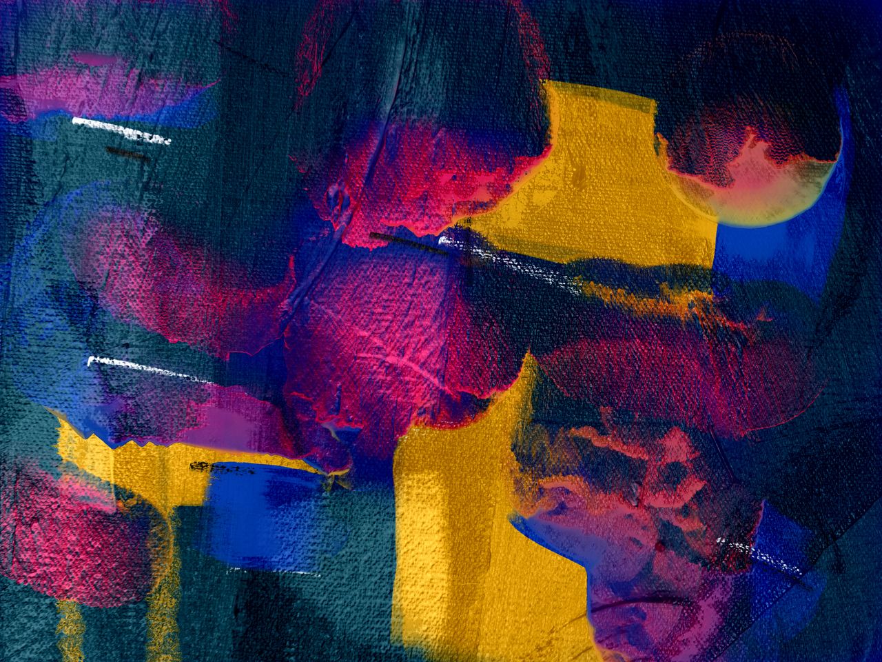 colorful abstract artwork with bold strokes and rich textures in a mod