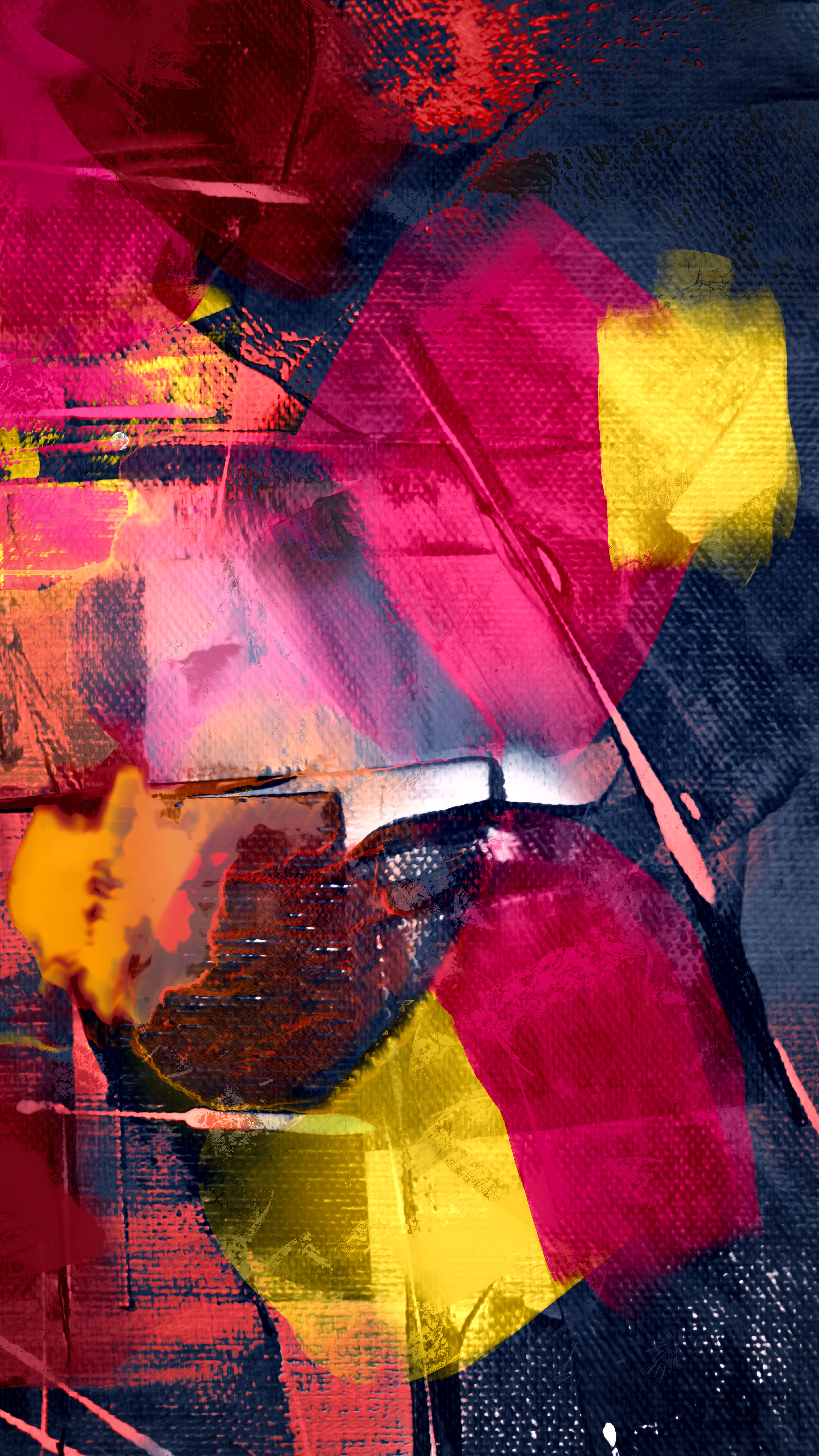 Colorful abstract expressionist artwork with bold, dynamic brushstrokes and vivid hues.