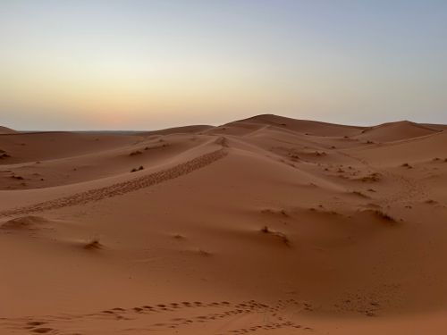 Free Captivating view of Morocco's Sahara desert dunes at twilight. Stock Photo