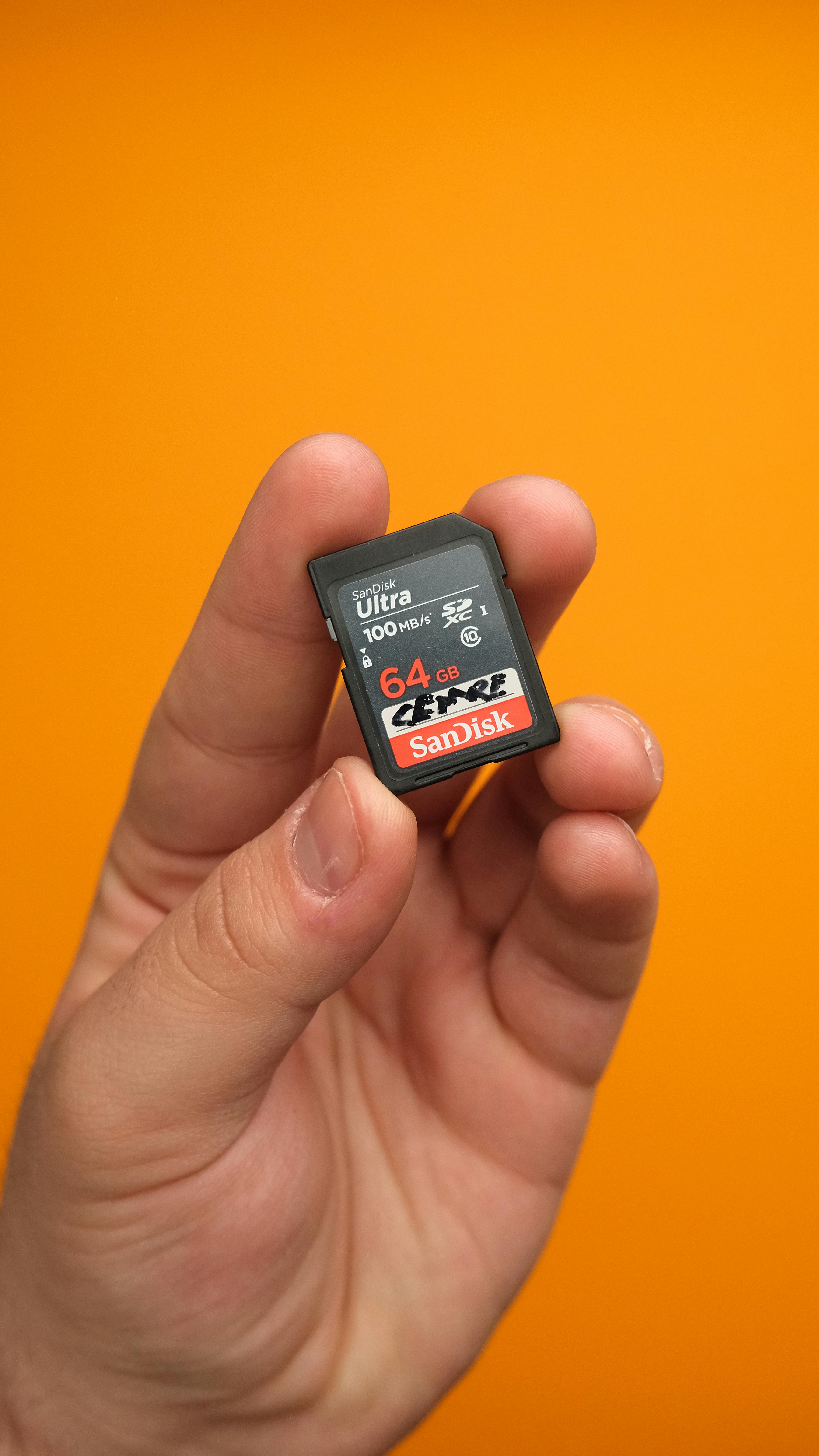 64GB SD card in hand
