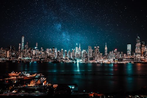 Foto Der Skyline Bei Nacht