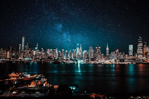 Free Photo of Skyline at Night Stock Photo