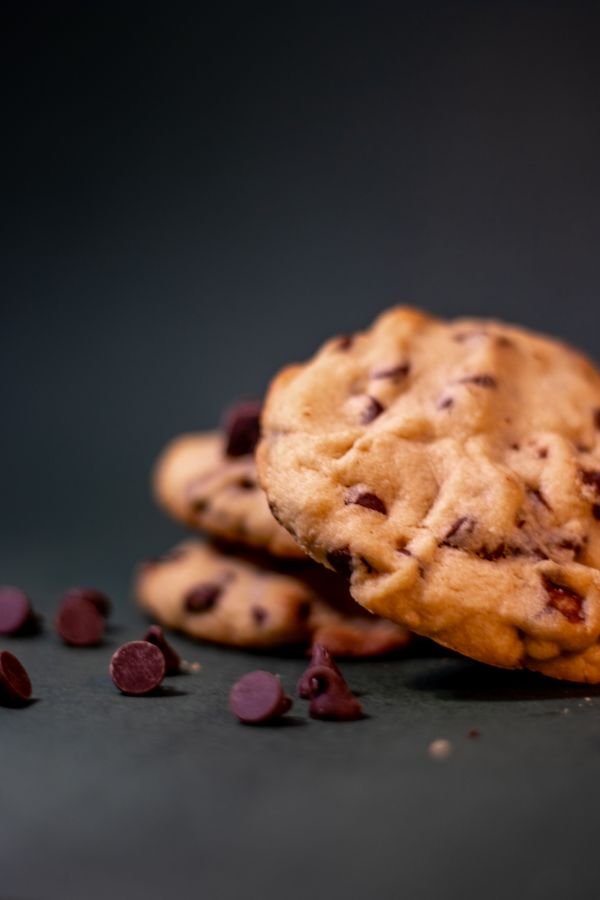 Stacked chocolate chip cookies — photo by aziz 3z on Pexels