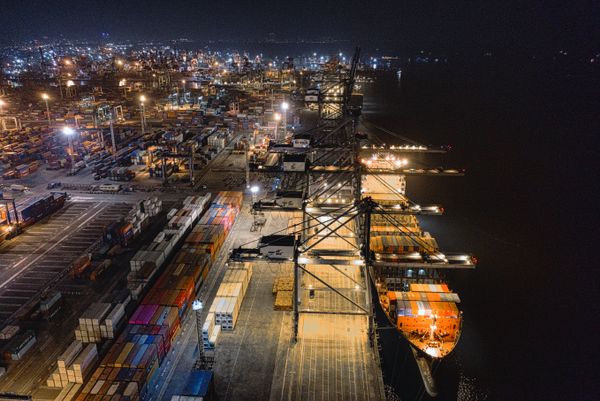 Port at dusk
