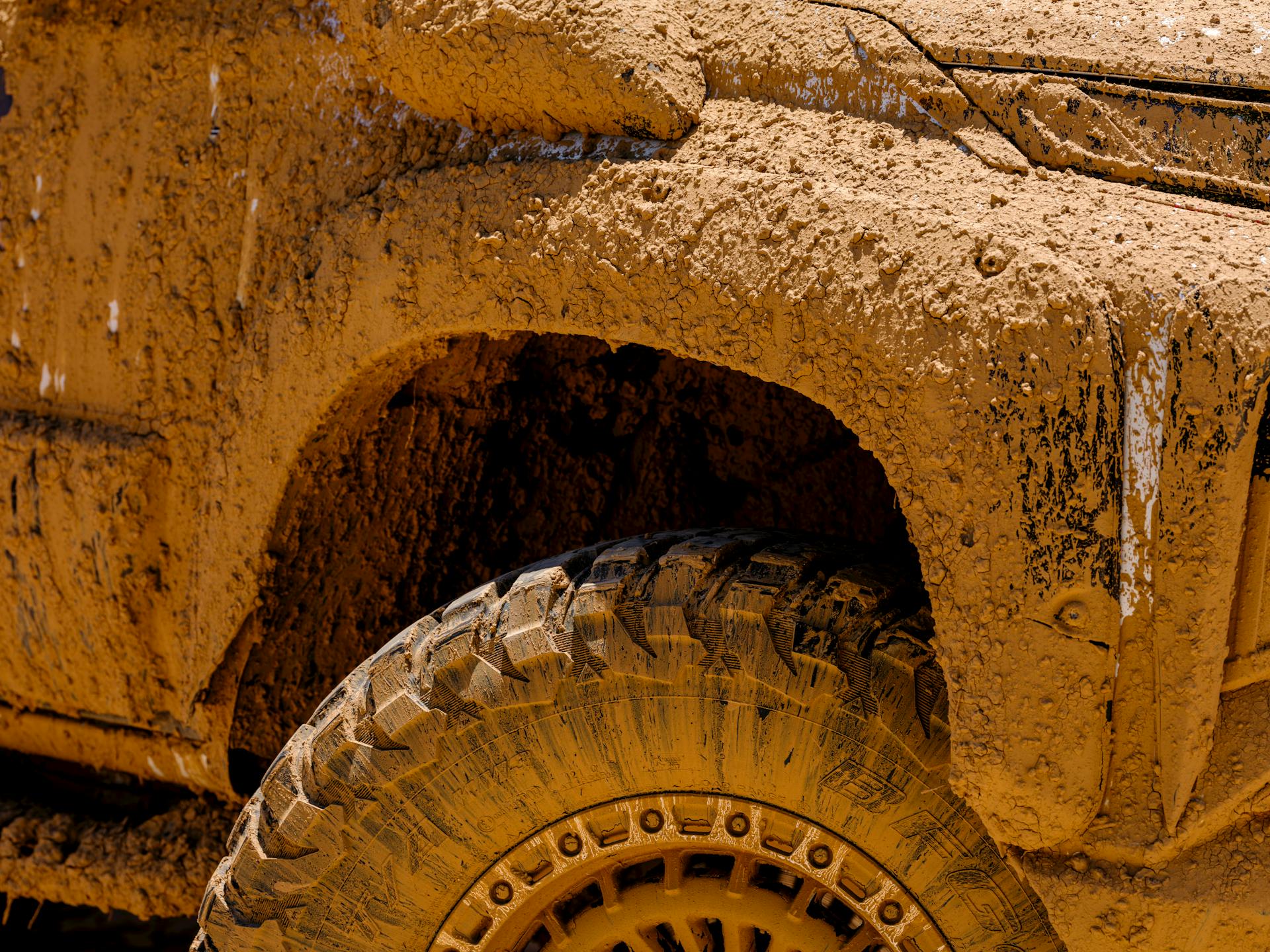 detail of a muddy car