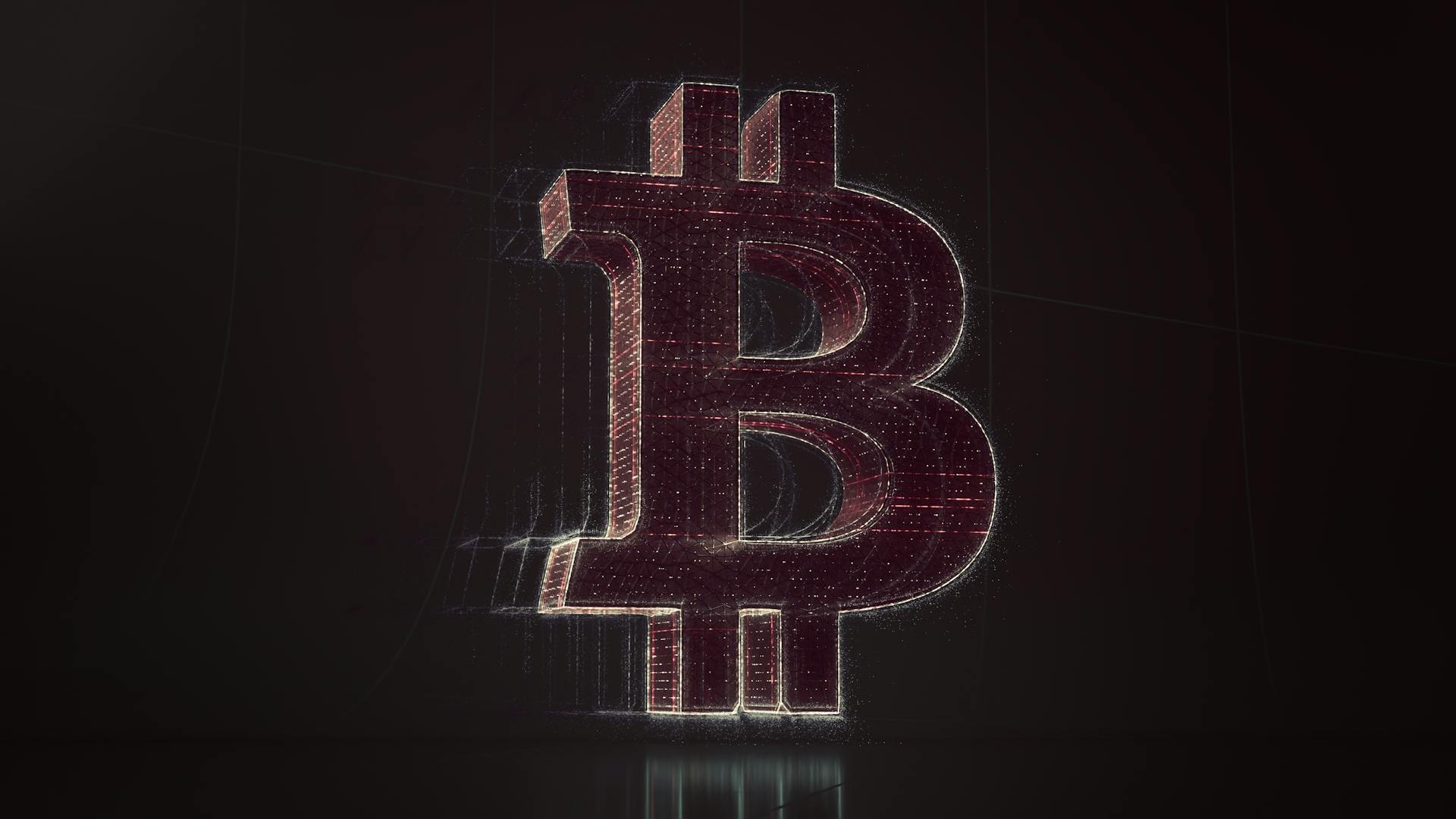 Holographic Digital Bitcoin Symbol