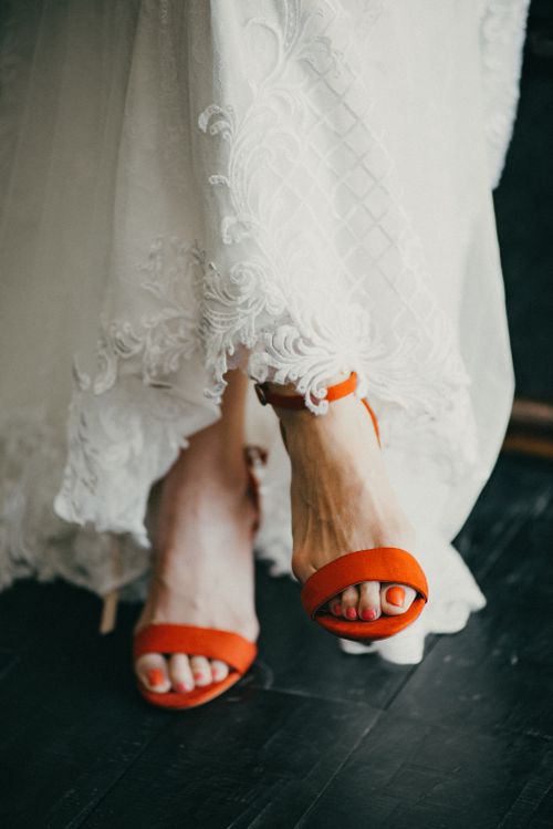 wedding dress and red shoes Stylish Bride White Dress Red Shoes Stock Photo 1266075448