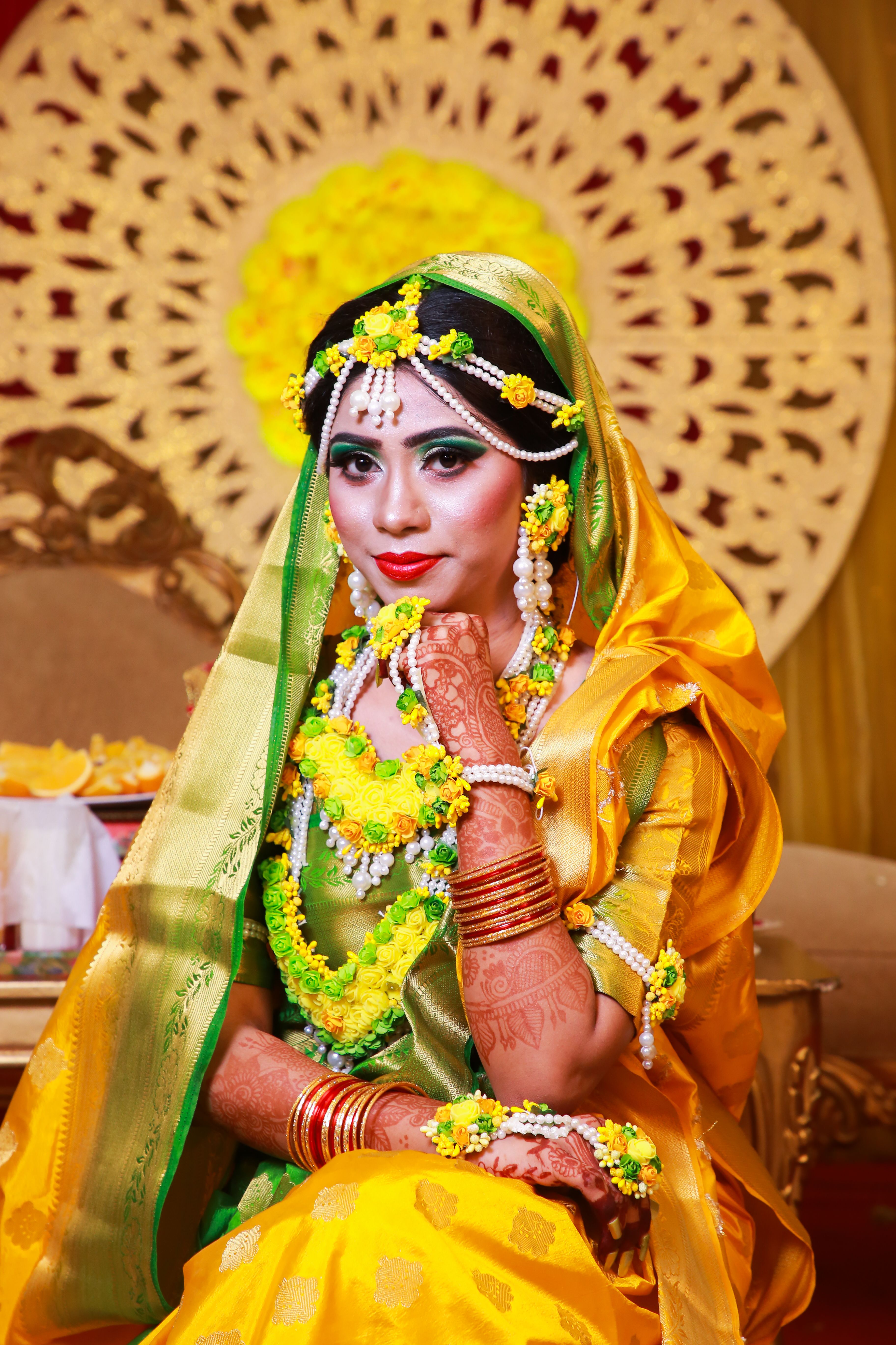 bangladeshi holud dress design Haldi Ceremony Gaye Holud Saree For Bride Bengali Gaye Holud Saree Outlet
