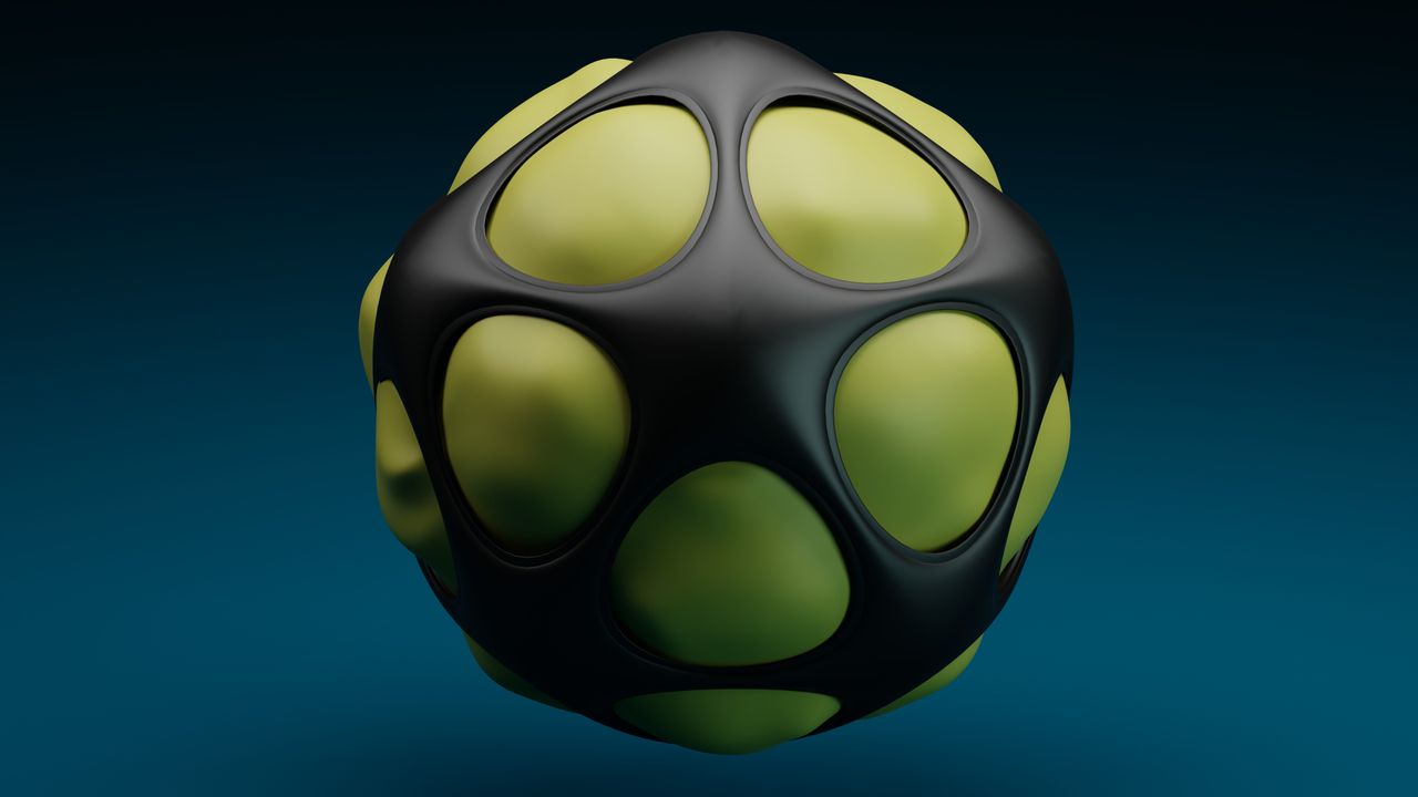 a visually striking futuristic 3d render of an abstract spherical desi