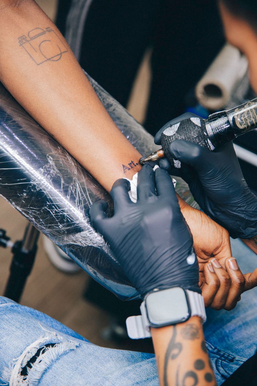 Close-up of a tattoo being inked
