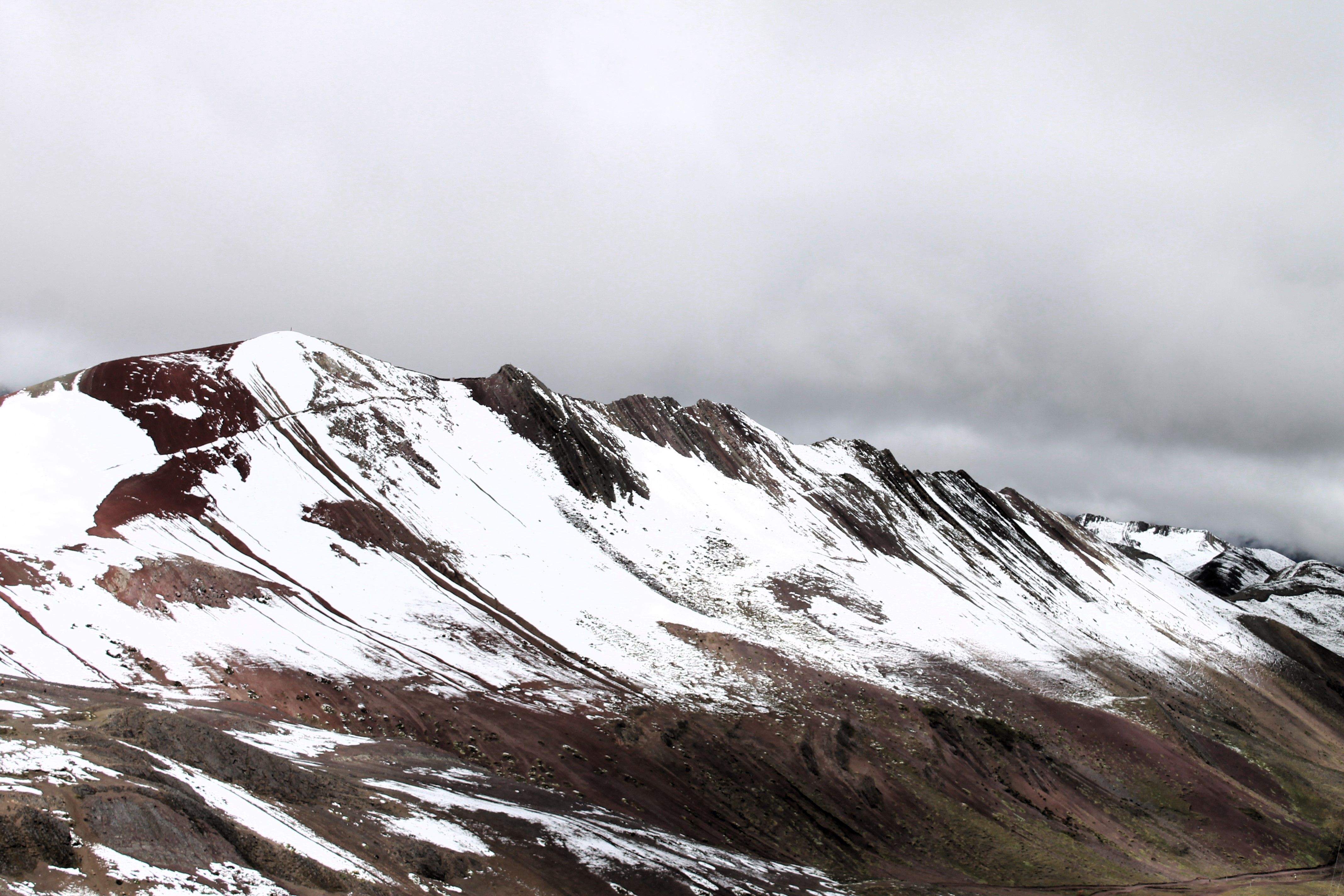 Snow-covered mountains under cloudy sky · Free Stock Photo