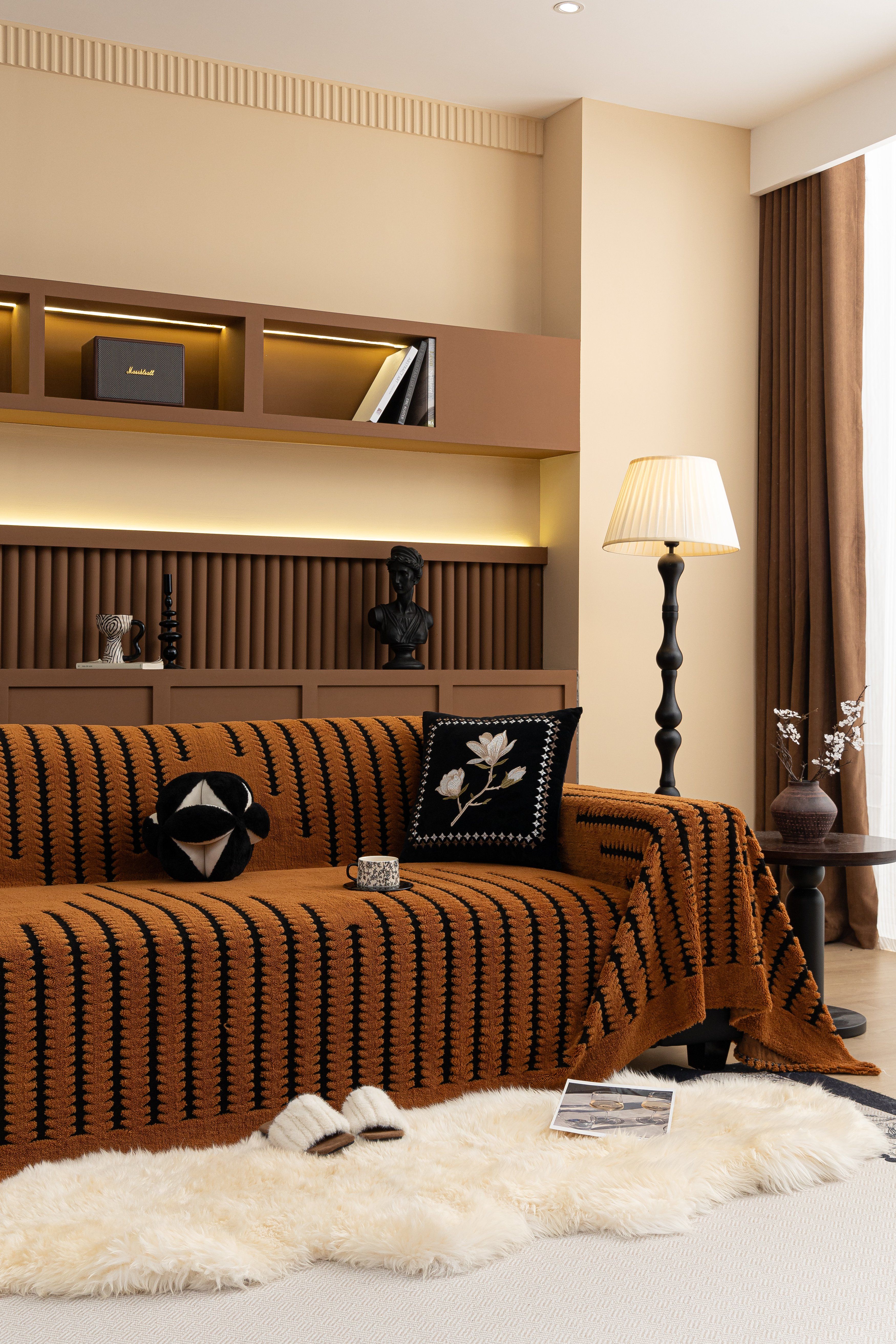 Picture of Stylish Modern Living Room with Textured Sofa Cover · Free Stock Photo