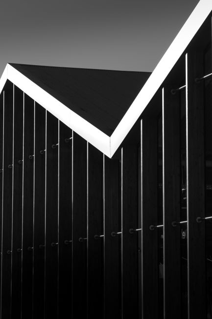 Abstract black and white photo showcasing modern architectural lines and shapes.