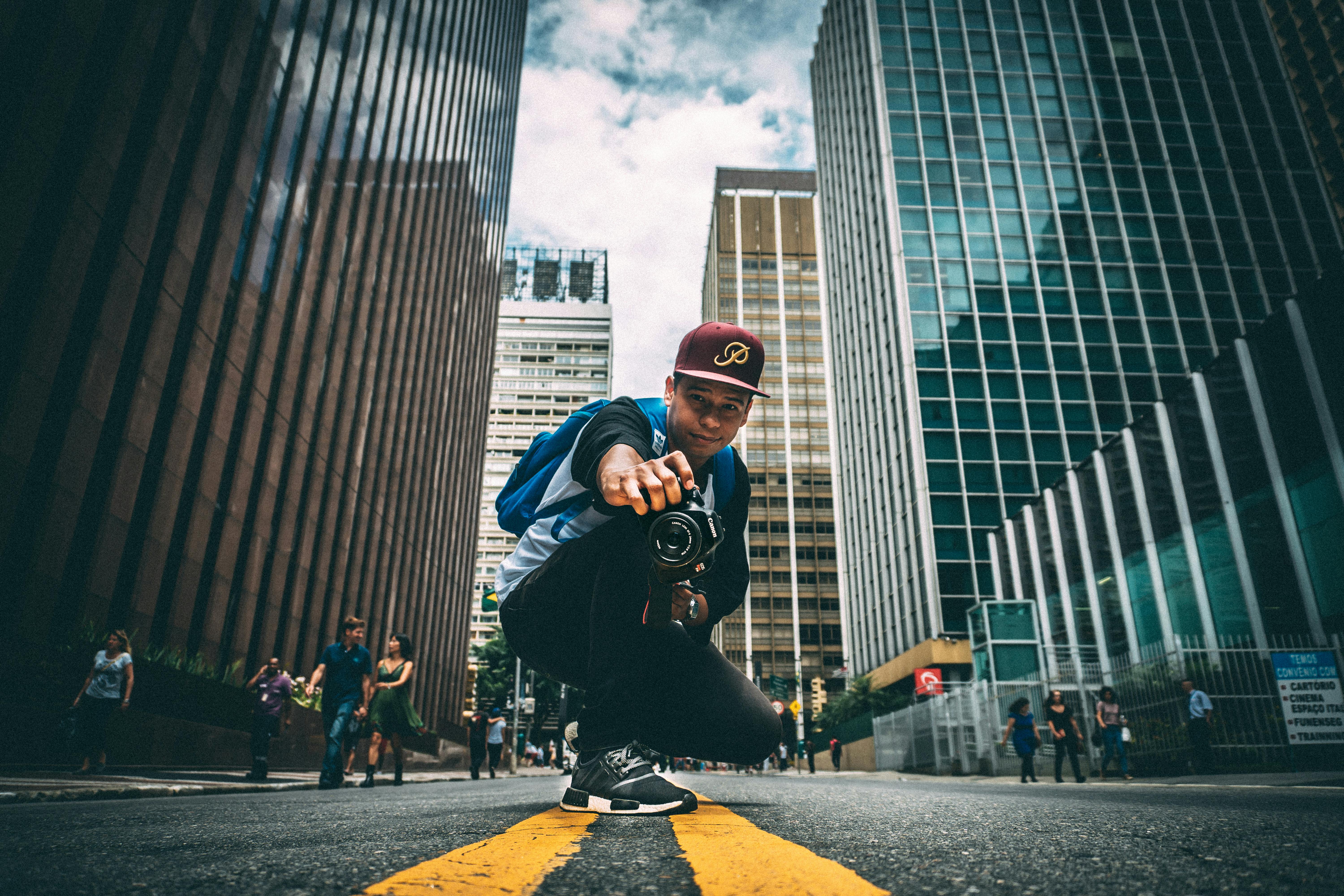 International student on skateboard in city enjoying study abroad