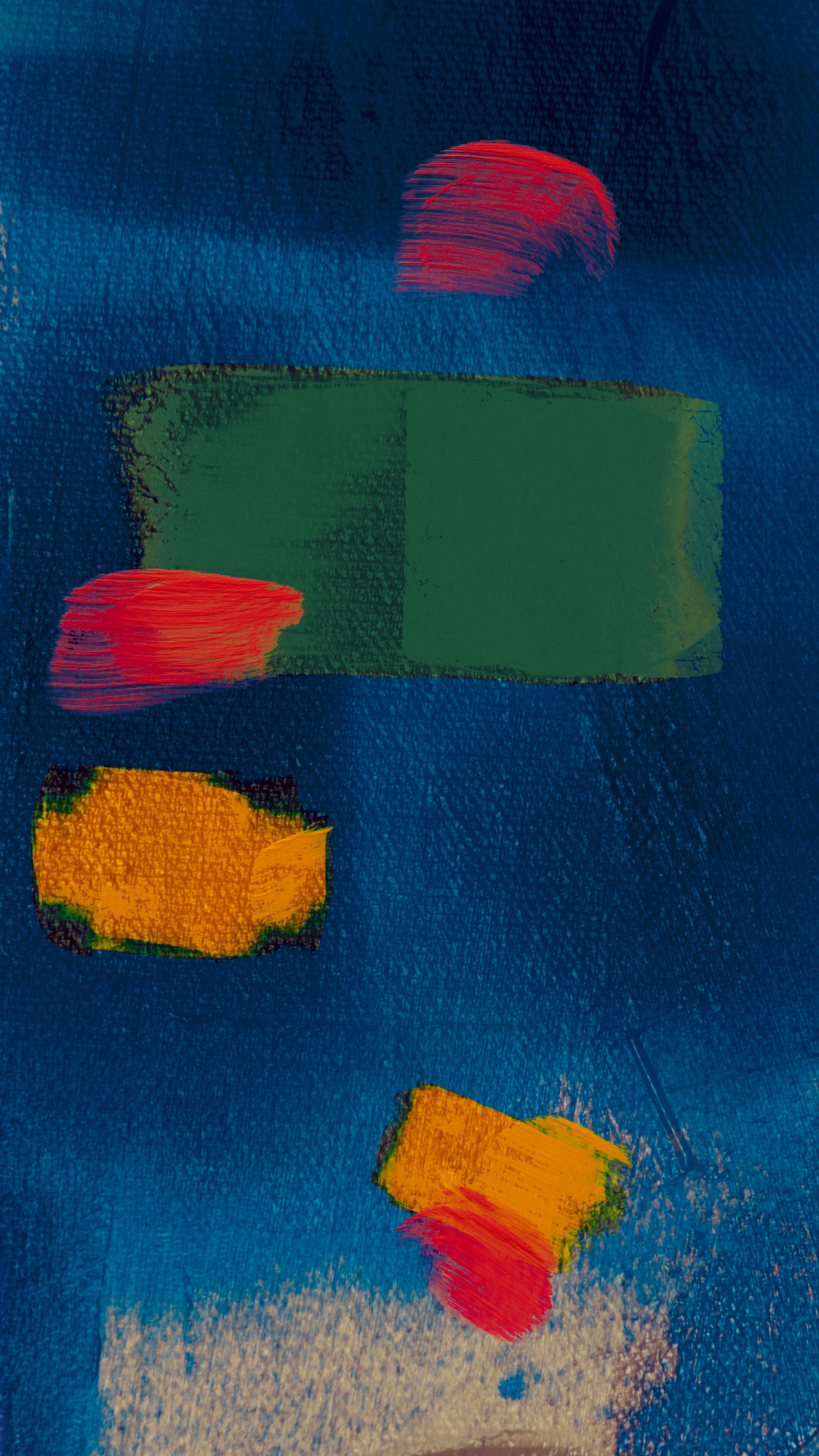 Colorful abstract painting featuring bold brushstrokes on a textured background.
