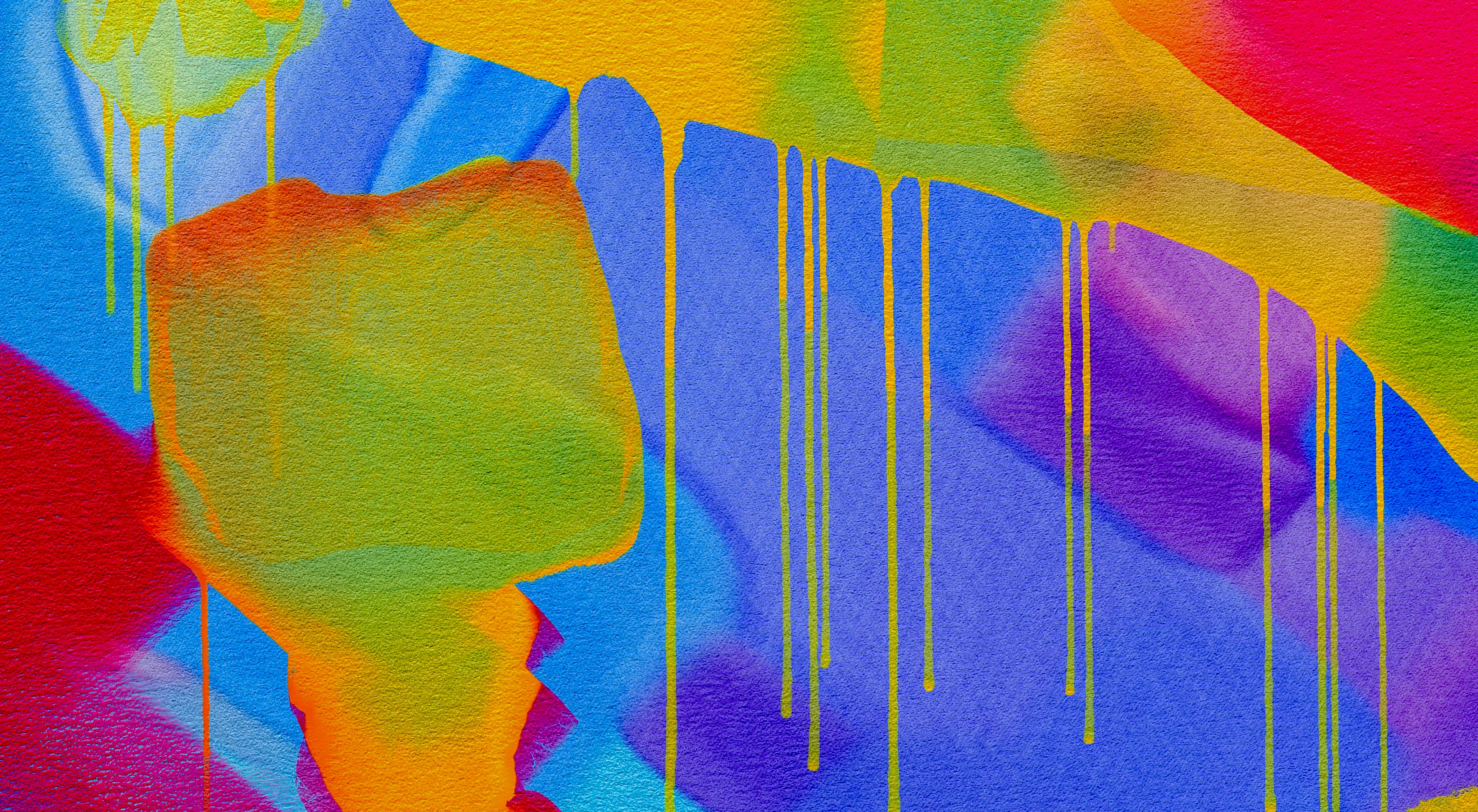 grátis Uma pintura abstrata colorida com efeito de gotejamento vívido e fundo texturizado. Foto profissional