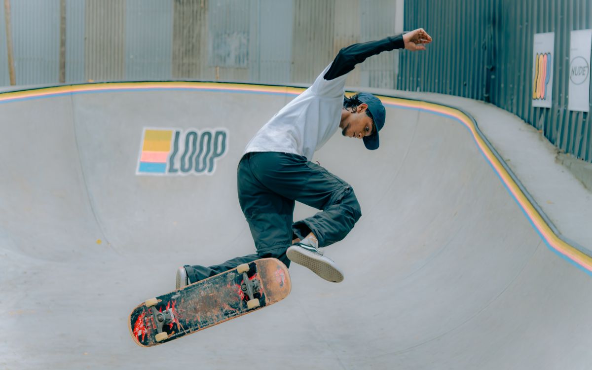 Skater in concrete bowl