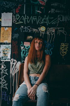 Kostenloses Stock Foto zu frau, graffiti, schild, verschwimmen