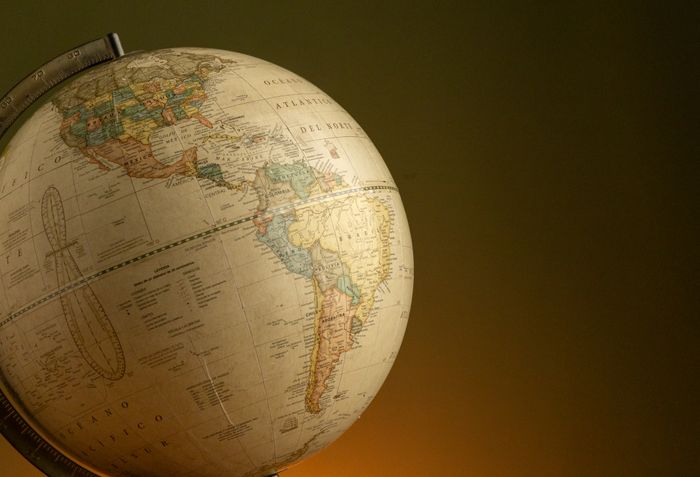 Vintage globe with map of the Americas