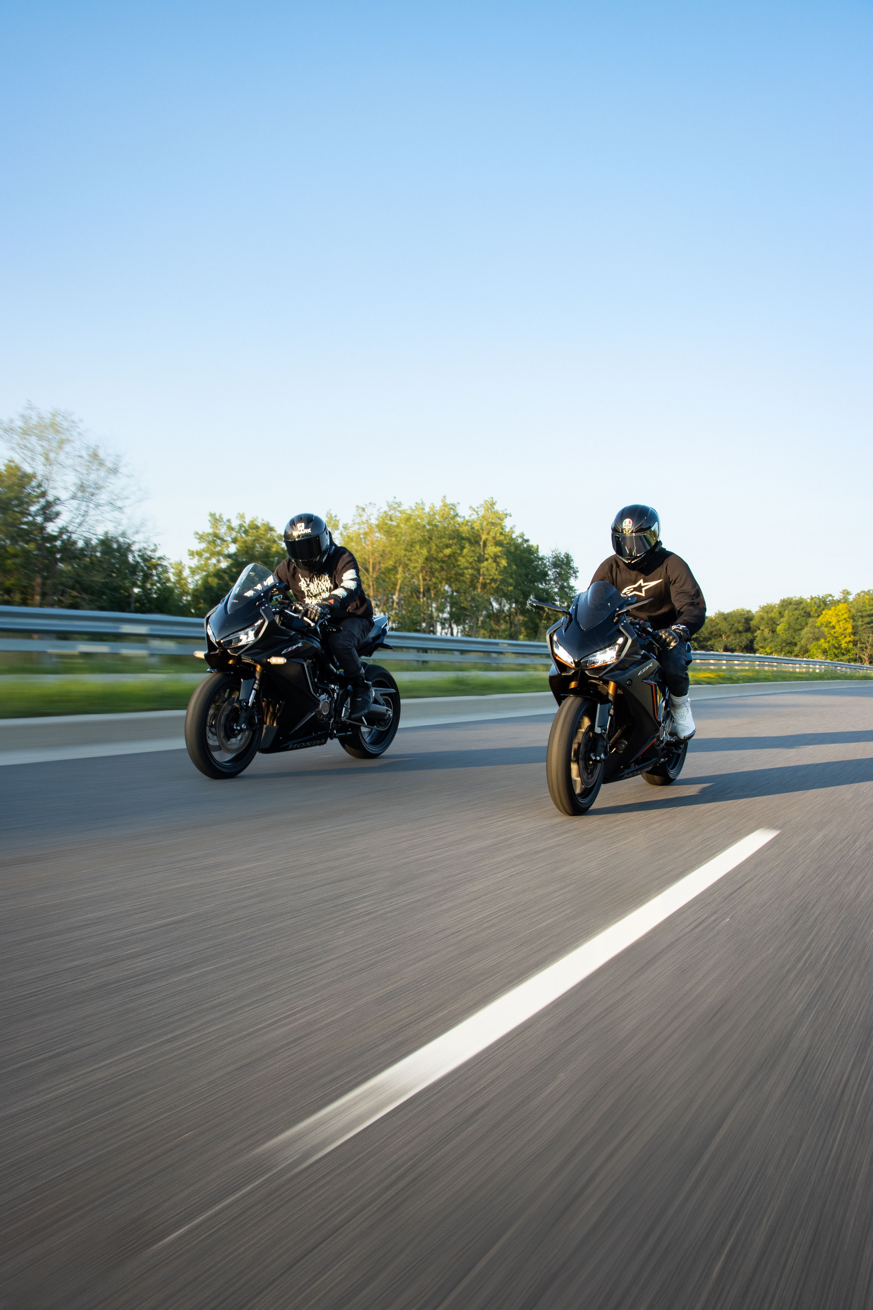 Dynamic Motorcycle Ride on Open Highway · Free Stock Photo