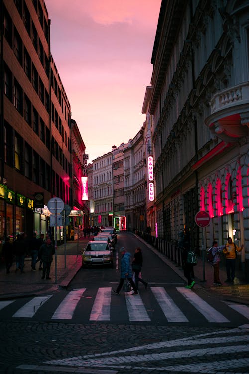 People Crossing on Pedestrian Lane