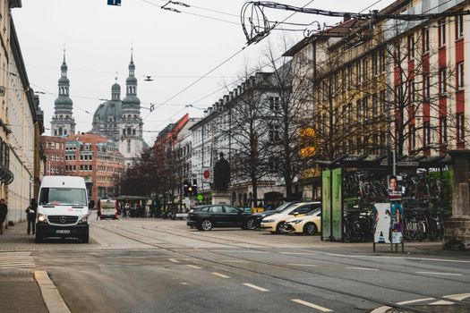 Captivating view of a European street with historic architecture and iconic dome.